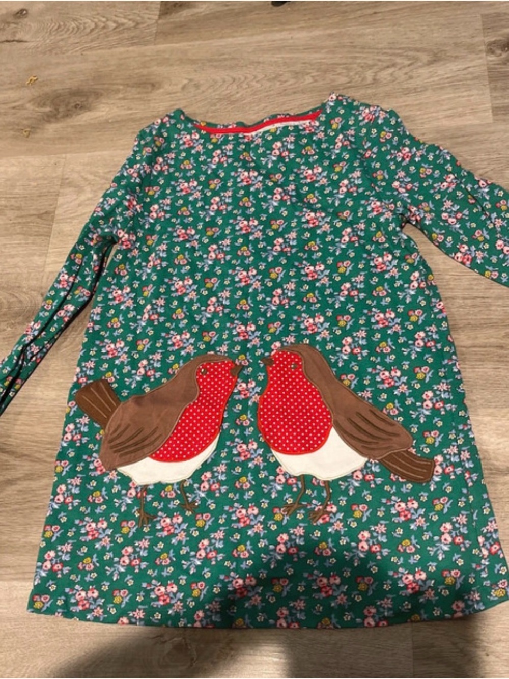 Mini boden green birds dress
